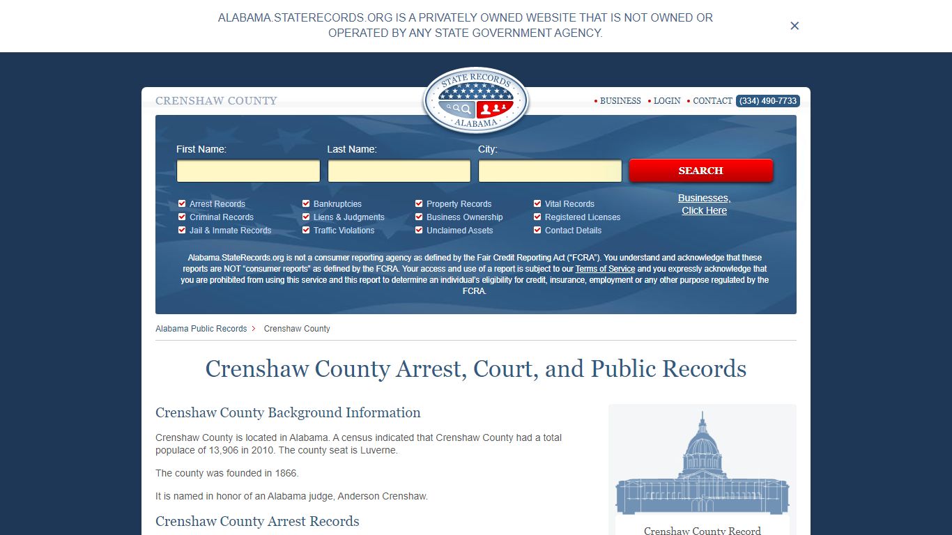 Crenshaw County Arrest, Court, and Public Records