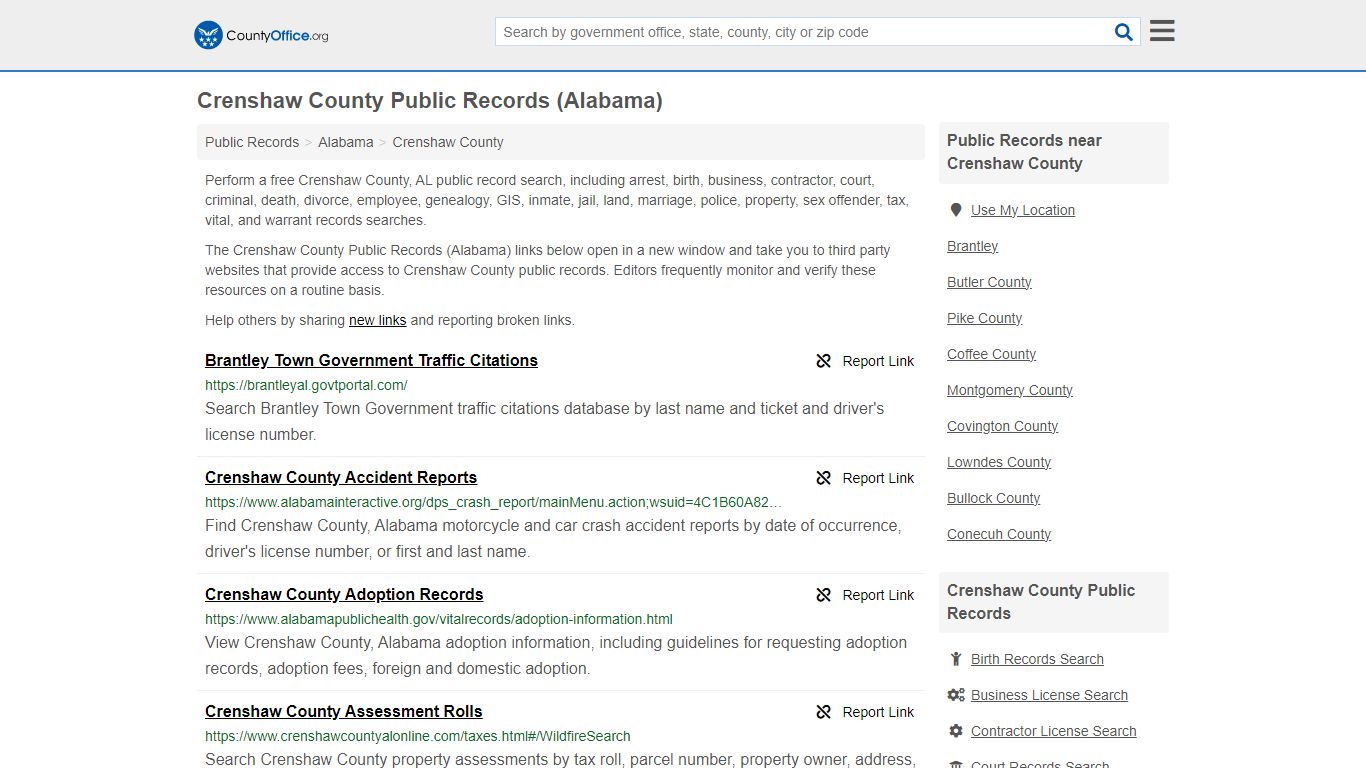Public Records - Crenshaw County, AL (Business, Criminal, GIS, Property ...