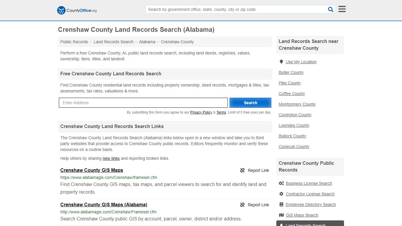Crenshaw County Land Records Search (Alabama) - County Office