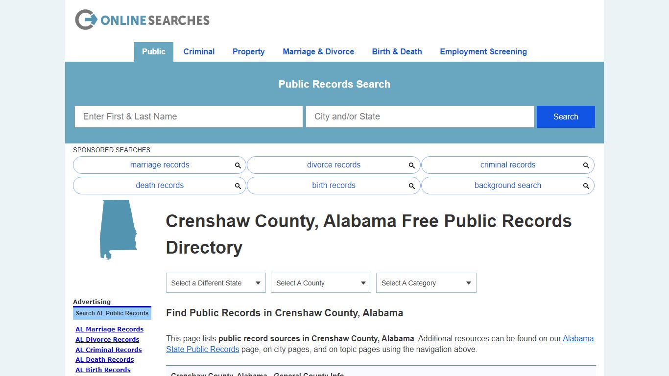 Crenshaw County, Alabama Public Records Directory