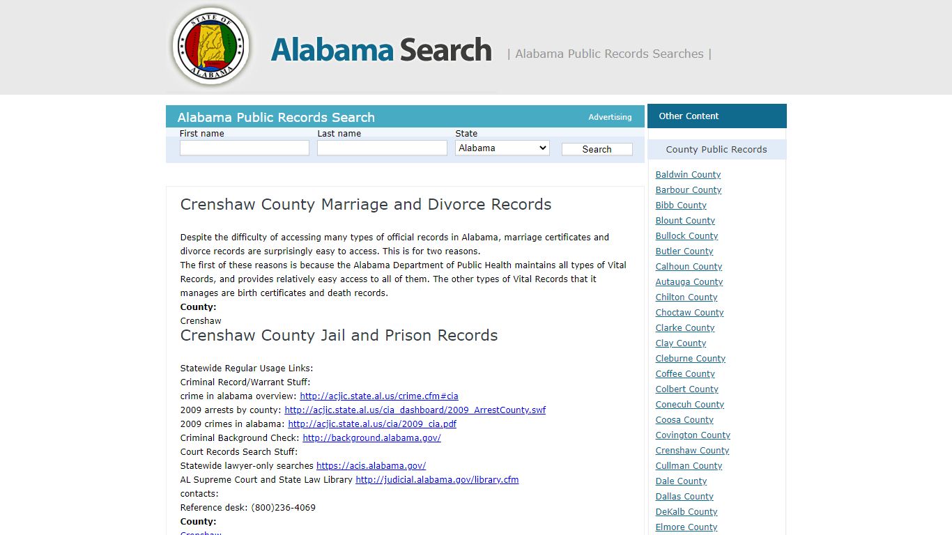 Crenshaw | Alabama - AL Search